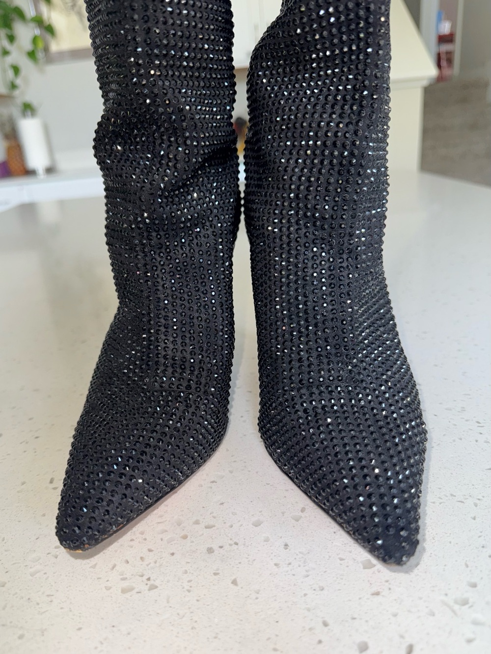 Alias Mae Black Sparkle Knee-High Stiletto Boots - Picture 6 of 11